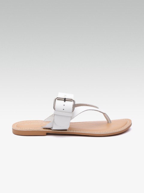 

Steve Madden Women White Solid Leather Open Toe Flats