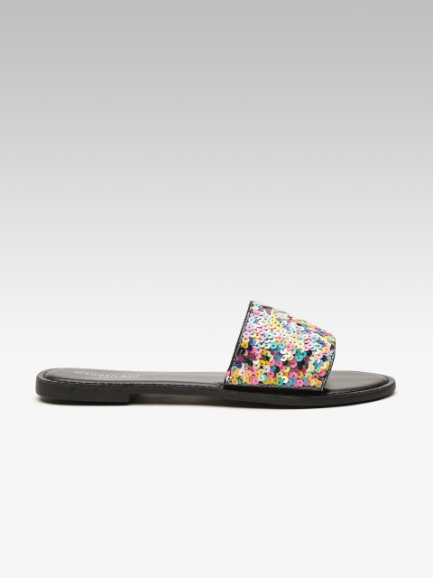 

Steve Madden Women Multicoloured Sequinned Open Toe Flats, Multi
