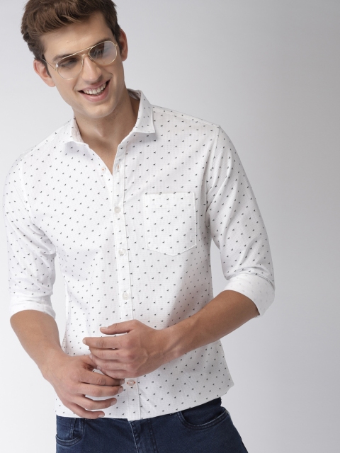 

Mast & Harbour Men White & Black Slim Fit Printed Casual Shirt