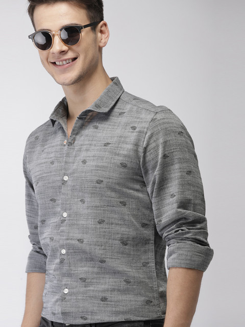 

Mast & Harbour Men Grey Slim Fit Printed Casual Shirt