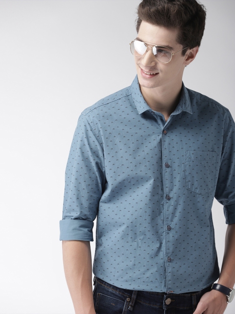 

Mast & Harbour Men Blue Regular Fit Printed Casual Shirt