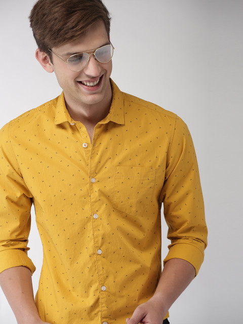 

Mast & Harbour Men Yellow Slim Fit Printed Casual Shirt