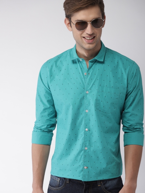 

Mast & Harbour Men Teal Green Slim Fit Printed Casual Shirt