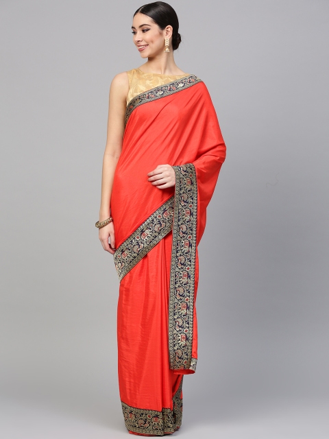 

Saree mall Red & Navy Blue Solid Saree