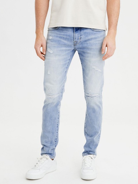 

AMERICAN EAGLE OUTFITTERS Men Blue Skinny Fit Mid-Rise Mildly Distressed Stretchable Jeans