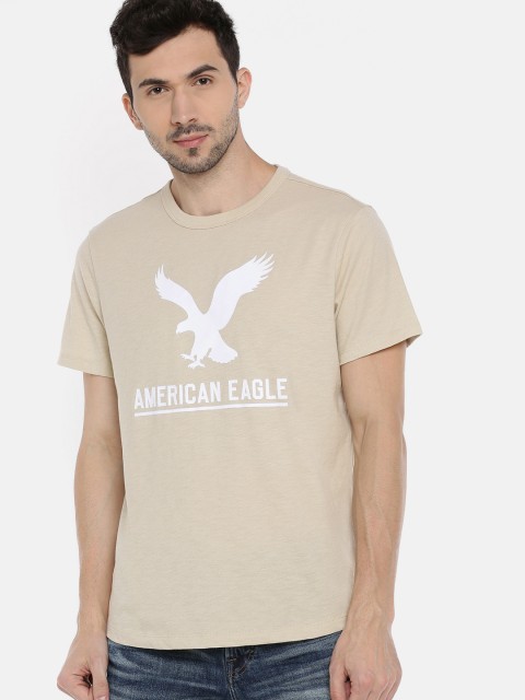 

AMERICAN EAGLE OUTFITTERS Men Beige Printed Round Neck T-shirt