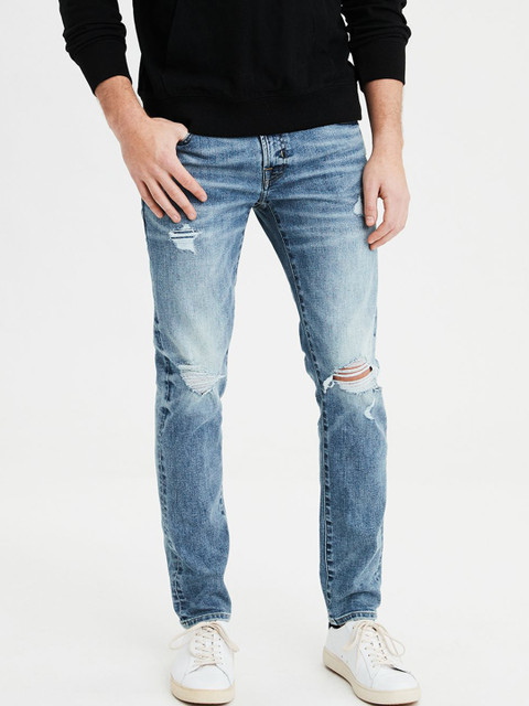 

AMERICAN EAGLE OUTFITTERS Men Blue Skinny Fit Mid-Rise Mildly Distressed Stretchable Jeans