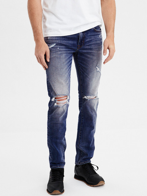 

AMERICAN EAGLE OUTFITTERS Men Blue Slim Fit Mid-Rise Mildly Distressed Stretchable Jeans