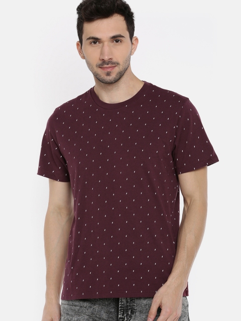 

AMERICAN EAGLE OUTFITTERS Men Burgundy Printed Round Neck T-shirt