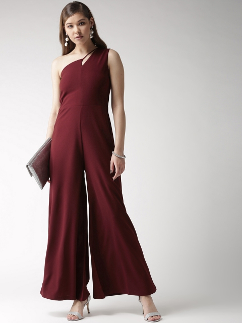 

20Dresses Maroon Solid One ShoulderBasic Jumpsuit