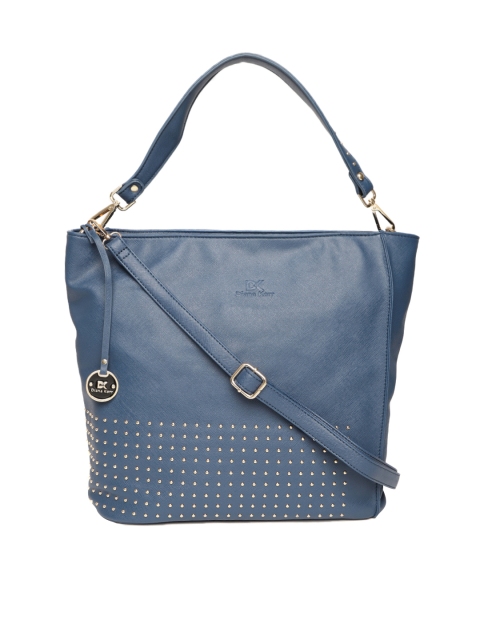 

Diana Korr Blue Metallic Studded Shoulder Bag with Sling Strap