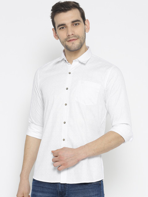 

Duke Men White Slim Fit Printed Casual Shirt