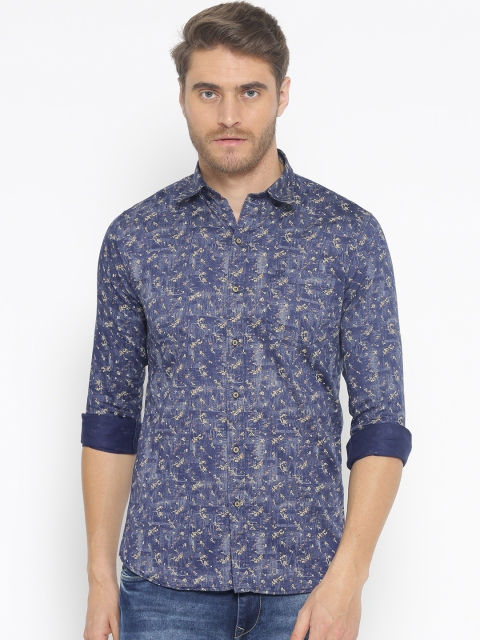 

Duke Stardust Men Navy Blue & Beige Regular Fit Printed Smart Casual Shirt