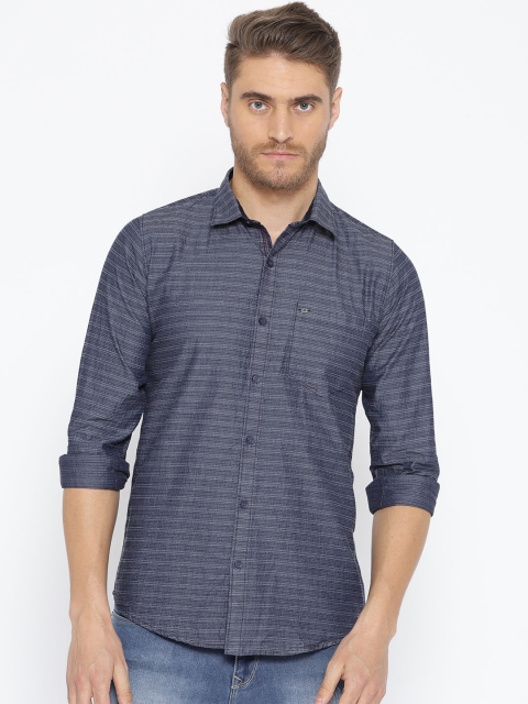

Duke Stardust Men Navy Blue Regular Fit Self Striped Casual Shirt