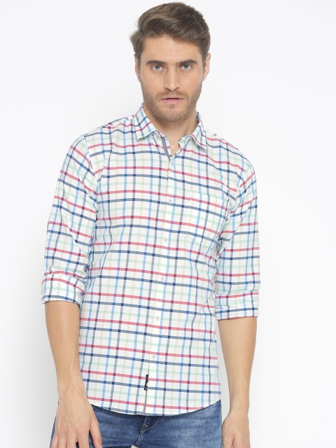 

Duke Stardust Men Off-White & Blue Regular Fit Checked Smart Casual Shirt