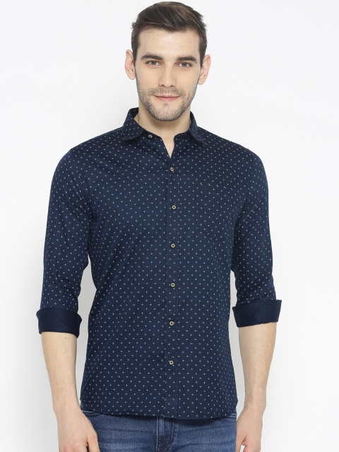 

Duke Stardust Men Navy Blue & Beige Regular Fit Printed Casual Shirt