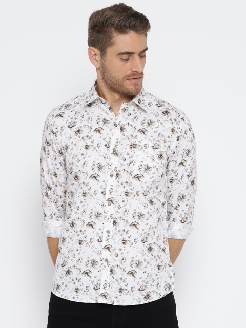 

Duke Stardust Men Off-White & Brown Regular Fit Printed Casual Shirt