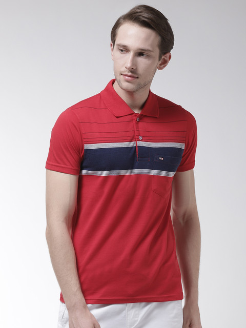 

Fort Collins Men Red Striped Polo Collar T-shirt