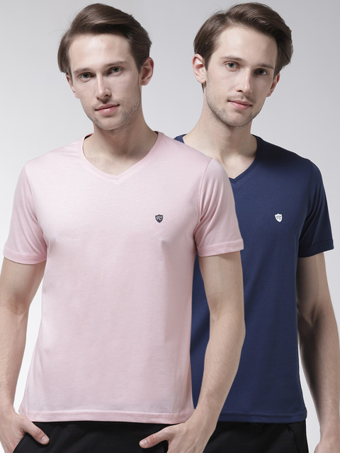 

Fort Collins Men Pack of 2 Solid T-Shirts, Navy blue