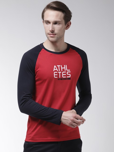 

Fort Collins Men Red & Navy Blue Printed Detail Round Neck T-shirt