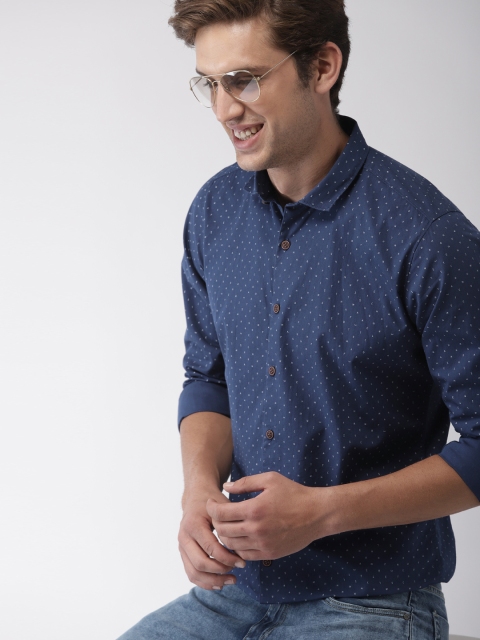 

Mast & Harbour Men Navy Blue Regular Fit Printed Casual Shirt