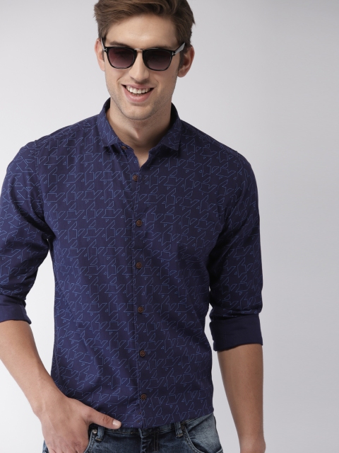 

Mast & Harbour Men Navy Blue Regular Fit Printed Casual Shirt
