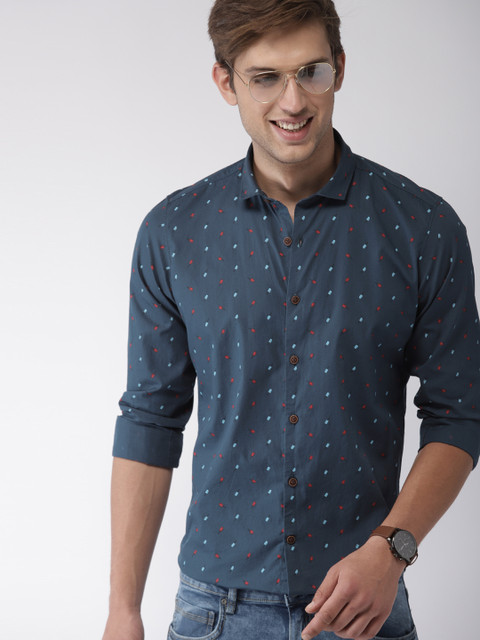 

Mast & Harbour Men Blue Regular Fit Printed Casual Shirt