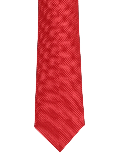 

Louis Philippe Red Woven Design Broad Tie