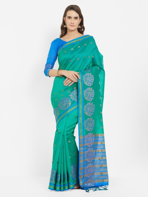 

Viva N Diva Sea Green Silk Blend Woven Design Khadi Saree
