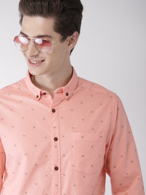 

Mast & Harbour Men Peach-Coloured Regular Fit Printed Casual Shirt