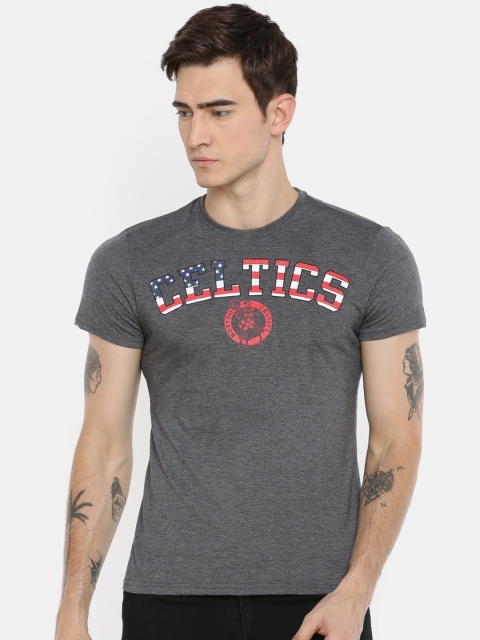 

NBA Men Charcoal Grey Printed Round Neck T-shirt