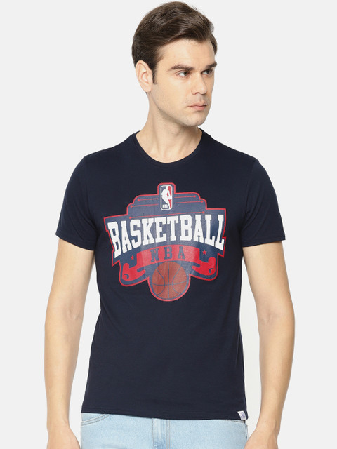 

NBA Men Navy Printed Round Neck T-shirt, Navy blue
