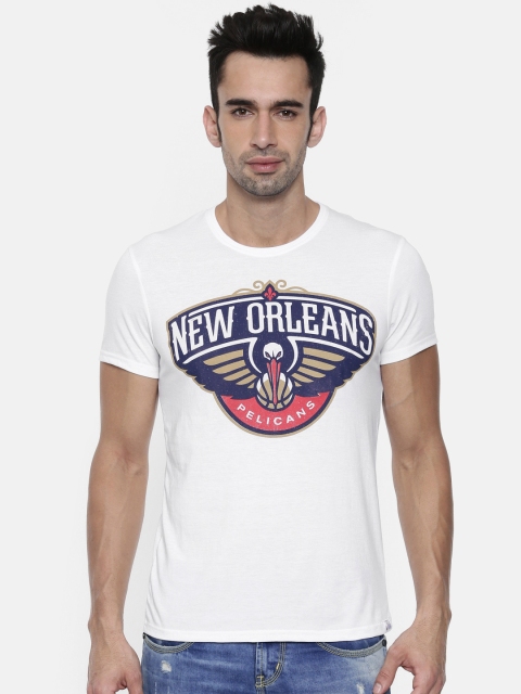 

NBA Men White Printed Round Neck New Orleans Pelicans T-shirt
