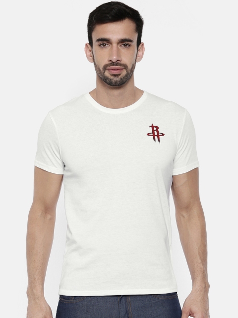 

NBA Men White Solid Round Neck T-shirt