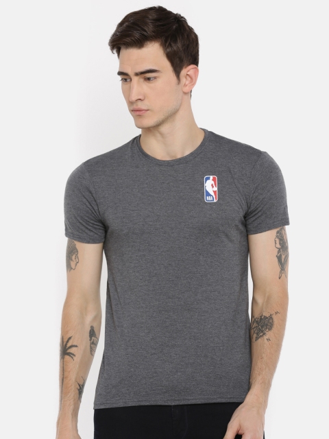 

NBA Men Charcoal Grey Solid Round Neck T-shirt