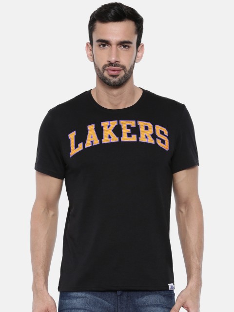 

NBA Men Black Printed Round Neck Los Angeles Lakers T-shirt