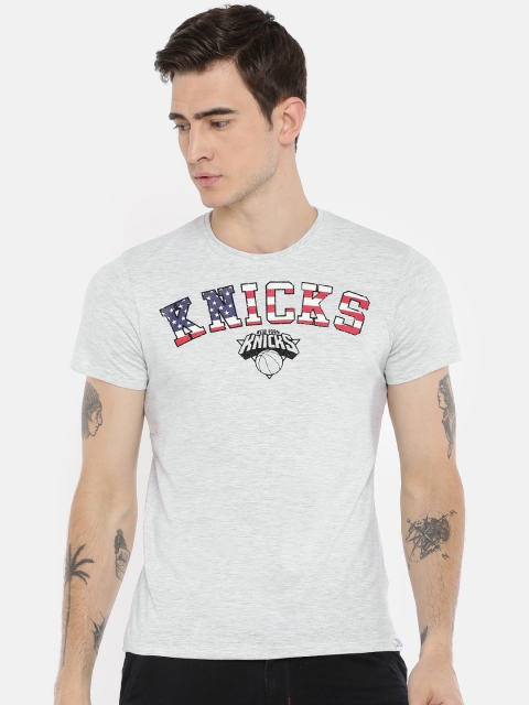 

NBA Men Grey Melange Printed Round Neck T-shirt