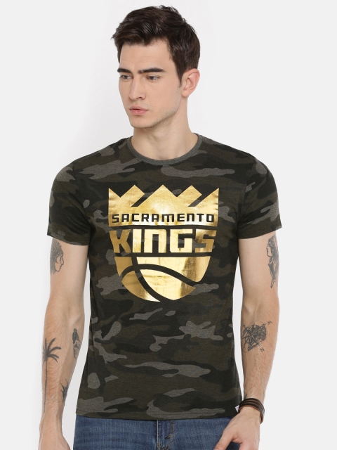 

NBA Men Olive Green & Gold Coloured Printed Sacramento Kings T-shirt