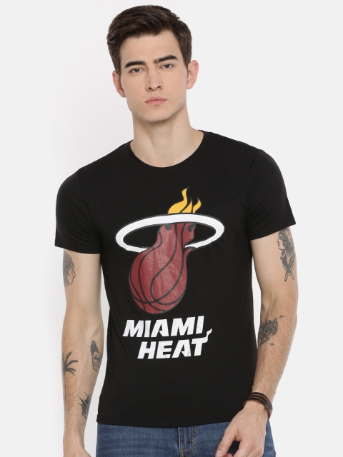 

NBA Men Black Printed Round Neck Miami Heat T-shirt