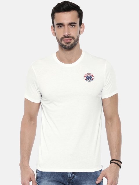 

NBA Men White Solid Round Neck T-shirt