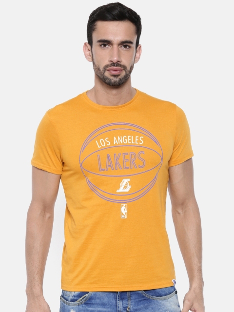

NBA Men Mustard Yellow Printed Round Neck Basketball T-shirt
