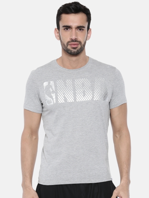 

NBA Men Grey Melange Printed Round Neck Basketball T-shirt