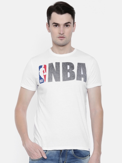 

NBA Men White Printed Round Neck T-shirt