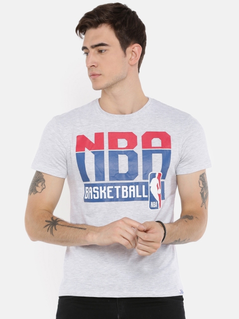 

NBA Men Grey Melange Printed T-shirt
