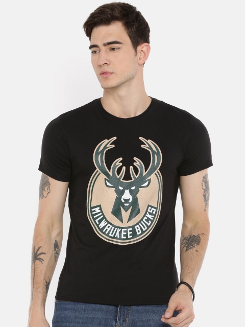

NBA Men Black Printed Milwaukee Bucks T-shirt