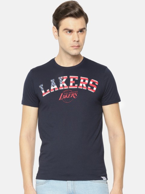 

NBA Men Navy Blue Printed Round Neck T-shirt