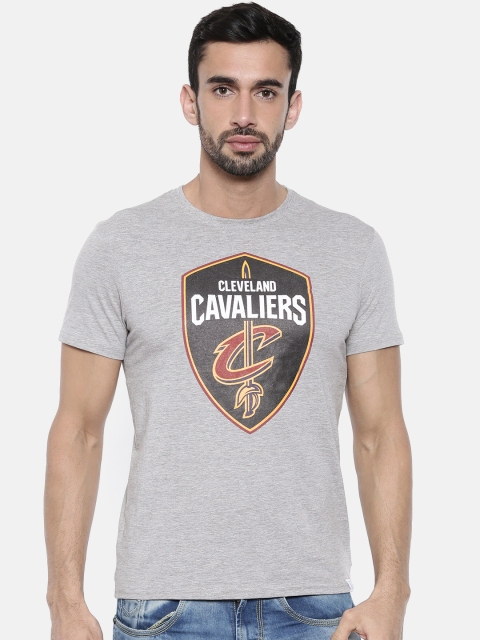 

NBA Men Grey Melange Printed Round Neck Clevaland Clavaliers T-shirt