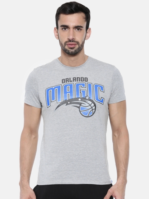 

NBA Men Grey Melange Printed Round Neck T-shirt