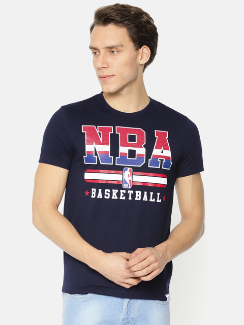 

NBA Men Navy Blue Printed Round Neck T-shirt