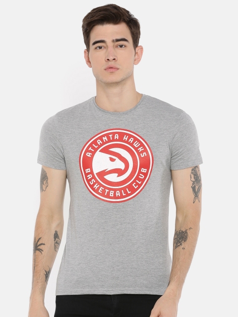 

NBA Men Grey Melange Printed Round Neck T-shirt